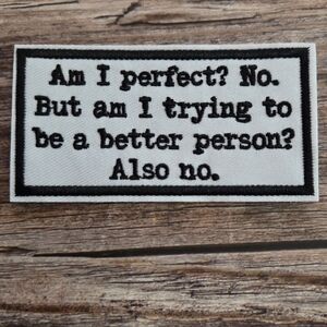 Am I Perfect?  No. Am I Trying To Be A Better Person Funny Punk Patch